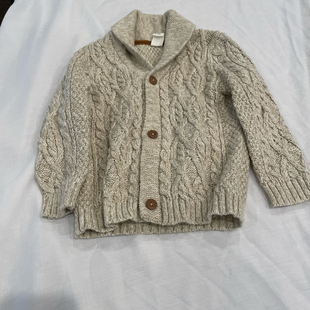 H&M Beige Shawl Collar Cable Knit Cardigan, 18 months